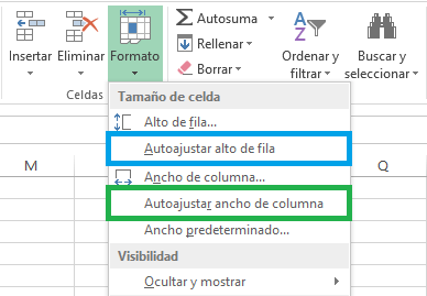Autoajustar el ancho de columna en Excel 2013