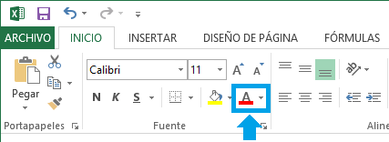 Color de fuente en Excel 2013