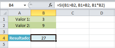 Ejemplo de la función SI en Excel 2010