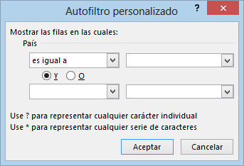 Autofiltro personalizado en Excel 2013