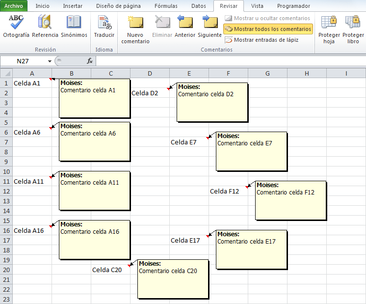 Cómo extraer comentarios de celdas en Excel