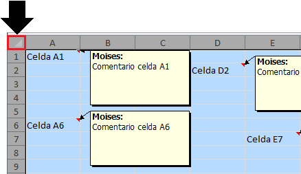 Sacar comentario de celdas en Excel