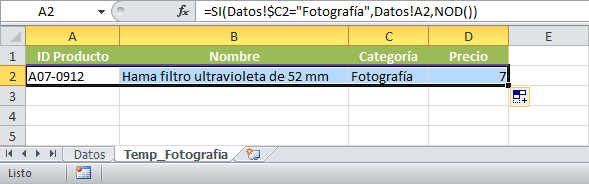 Importar datos de una hoja de Excel a otra