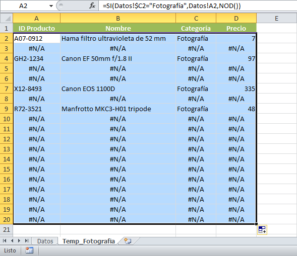 Vincular datos de una hoja a otra en Excel