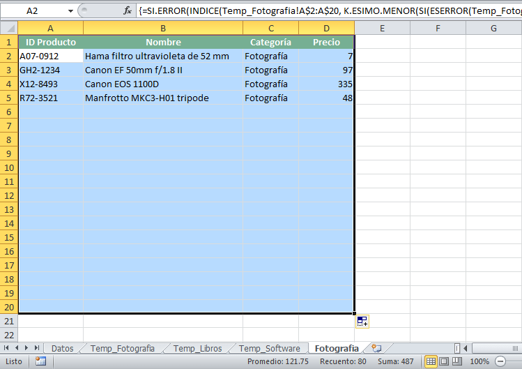 Datos de una hoja de Excel a otra sin utilizar macros