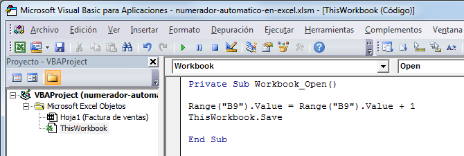 Numerador automático para facturas o recibos en Excel