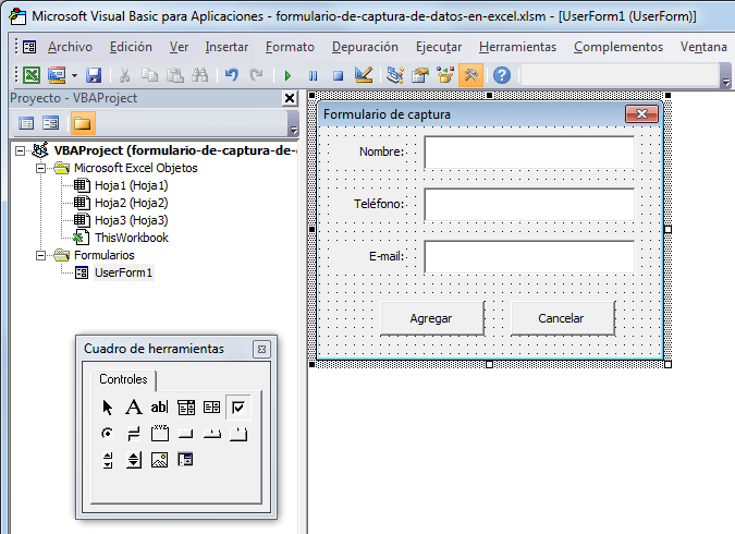Formulario de captura de datos en Excel