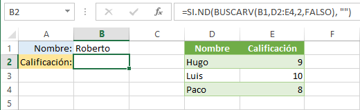 Manejar errores en Excel con la función SI.ND
