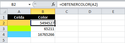 Operaciones con colores en Excel