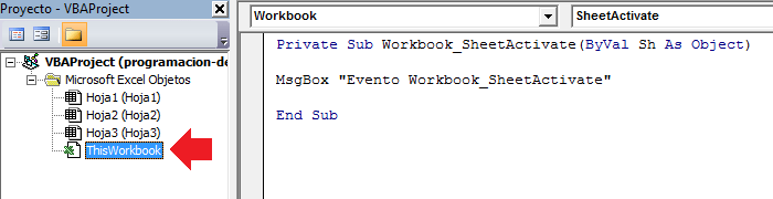 Eventos del objeto Workbook