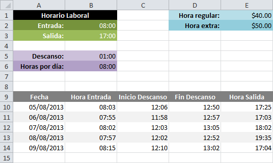 ASISTENCIA DIARIA EN EXCEL para determinar las HORAS TRABAJADAS 