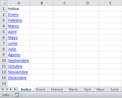 Crear una hoja indice en Excel