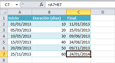 Calcular una fecha futura en Excel