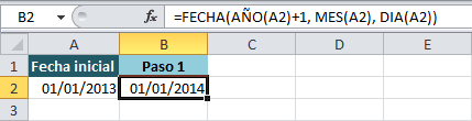 Determinar una fecha en Excel a partir de la duración en días