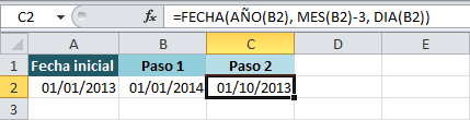 Cálculo de la fecha final en Excel