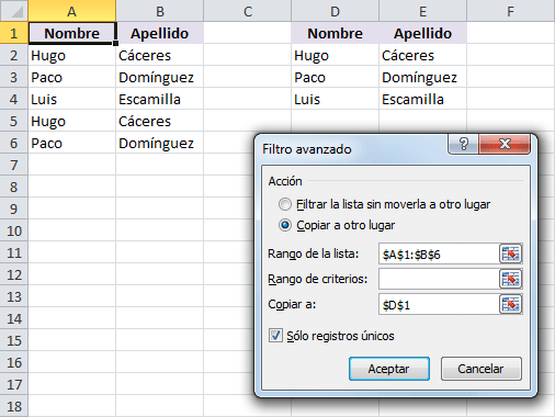 Buscar y eliminar datos duplicados en Excel