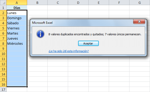Eliminar datos duplicados en Excel