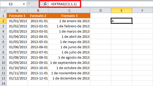 Cómo obtener el nombre de mes en Excel