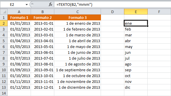 Extraer el nombre de mes de una fecha en Excel