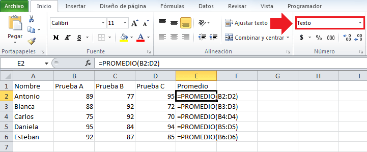 Aparece fórmula en lugar de resultado en Excel