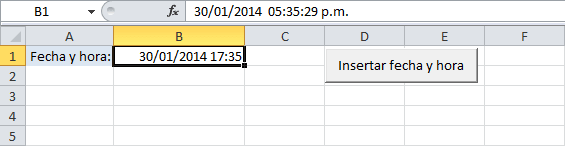 Insertar fecha y hora en Excel