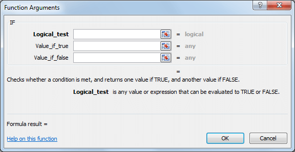 Función IF en Excel