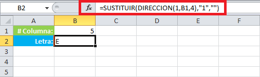 Obtener la letra de una columna en Excel