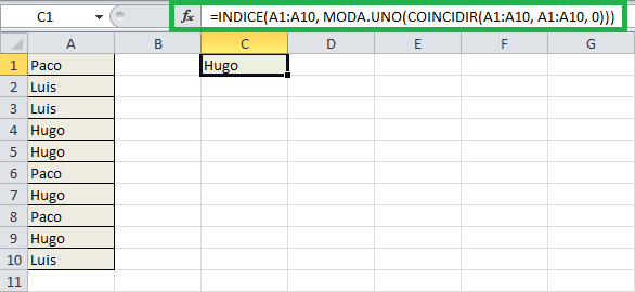 Cómo obtener los valores más repetidos en Excel