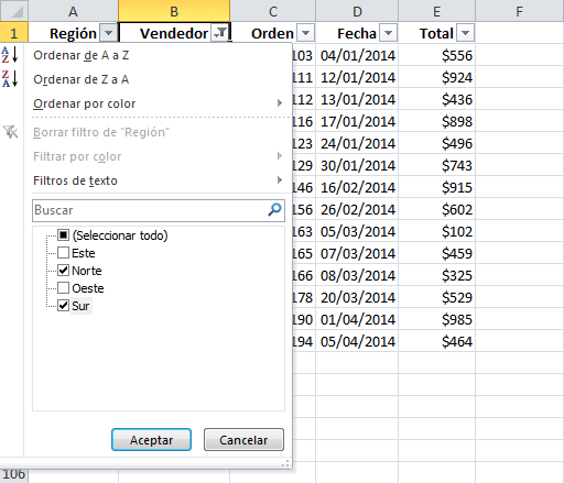 Cómo usar filtros en Excel