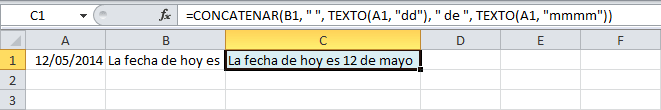 Cómo concatenar fechas y texto en Excel