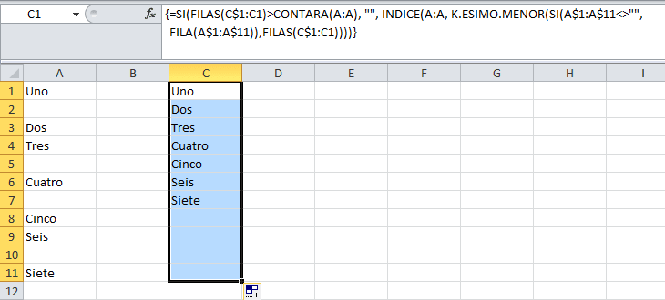 Excel copiar y pegar sin celdas vacías o en blanco