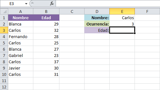 BUSCARV con valores repetidos en Excel