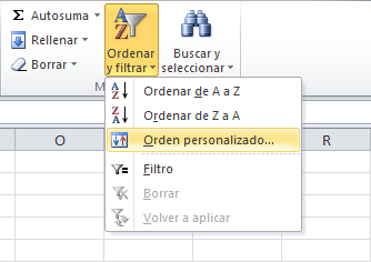 Orden personalizado en Excel