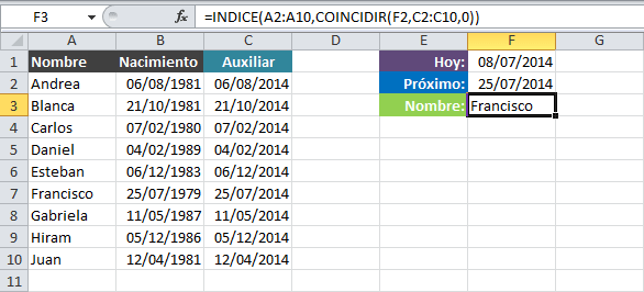Buscar la fecha más cercana en Excel
