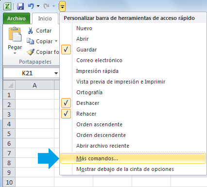 Activar una macro desde la barra de acceso rápido en Excel