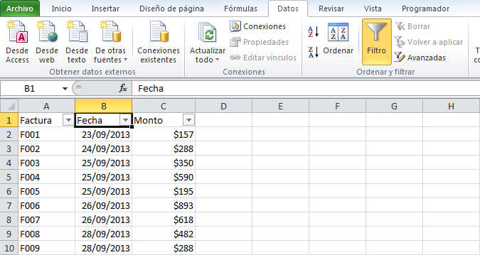 Cómo filtrar fechas en Excel