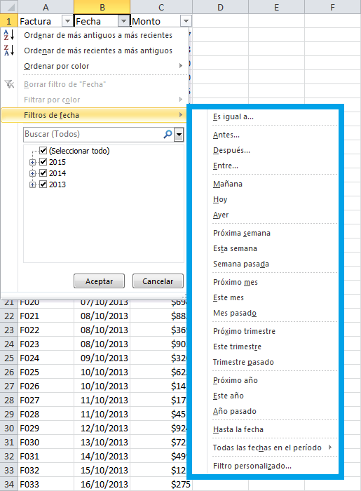 Cómo filtrar por fechas en Excel