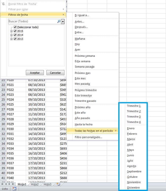 Cómo filtrar por fechas en Excel