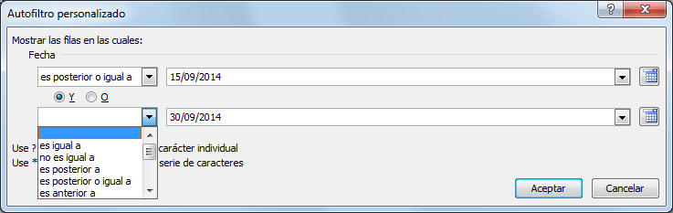 Filtrar columna de fechas en Microsoft Excel