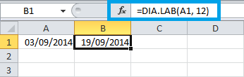 Sumar días laborables a una fecha en Excel