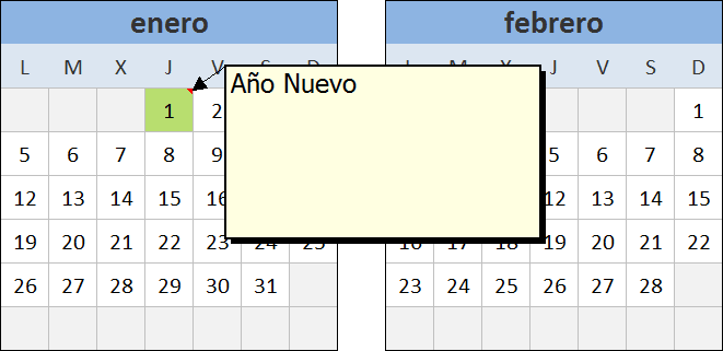 Plantilla para calendario 2015 en Excel