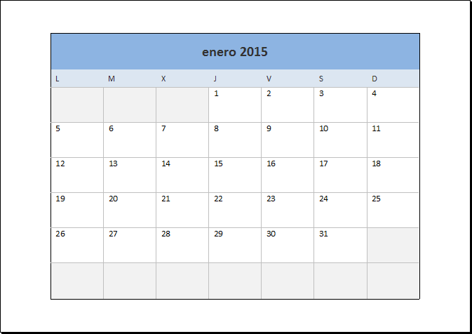 Calendario año 2015 para imprimir