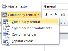 Combinar celdas en Excel con el teclado