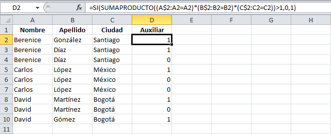 Contar valores con registros duplicados usando una tabla dinámica
