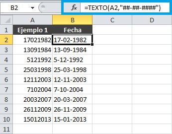 Mostrar números como fechas en Excel