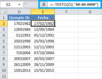 Convertir un número a formato de fecha en Excel