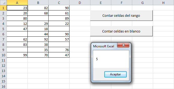Macro para contar celdas en Excel