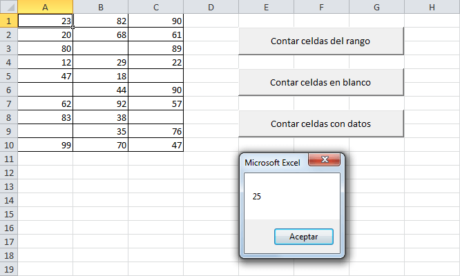 Macro de Excel para contar celdas con datos