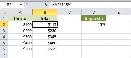 cómo calcular porcentajes en excel excel total