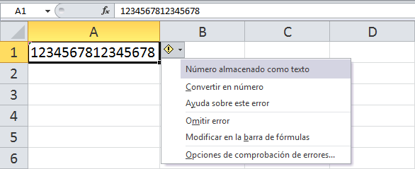 Números demasiado largos en Excel